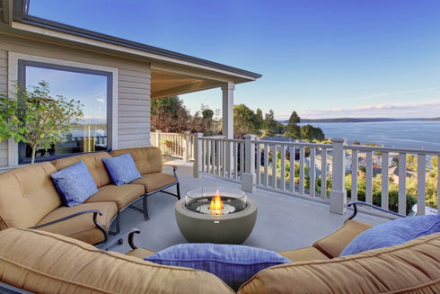 Ecosmart Fire Pod 30 Fire Pit Bowl - Bone Finish / Stainless Steel Burner - ESF.O.POD.30.BO